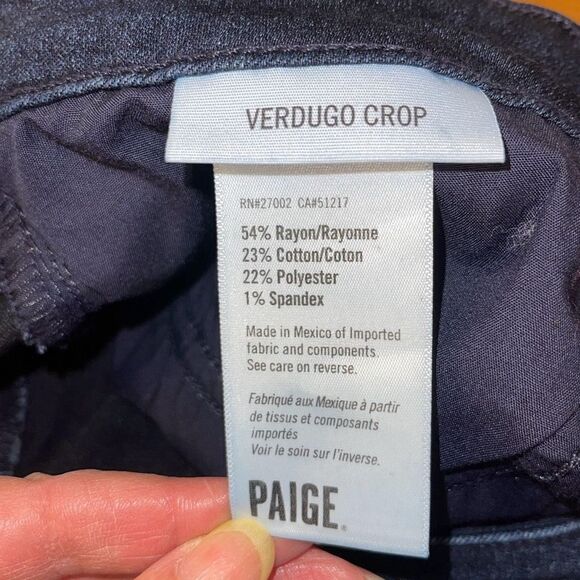 Paige Womens Verdugo Crop Midlake Skinny Denim Jeans Dark Wash Size 31 - Picture 8 of 10
